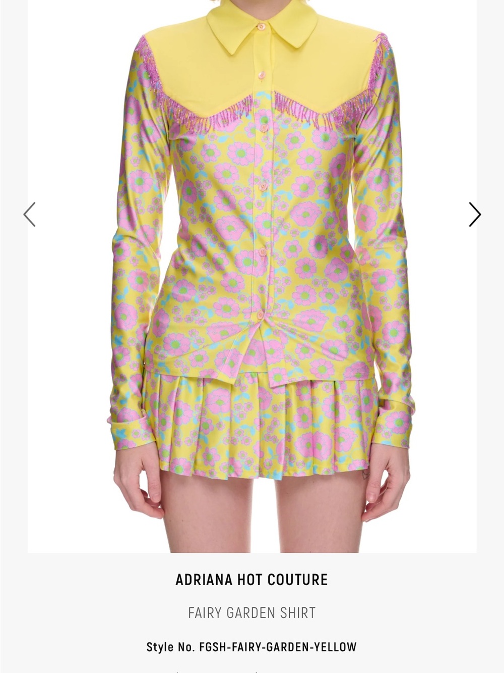 Adriana Hot Couture Fairy Garden Yellow Floral Shirt